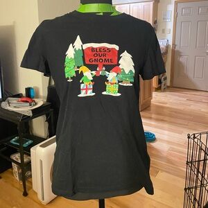 Black Graphic Tee with Gnome Design